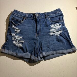 Refuge Denim MIAMI Distressed High Rise Jean Shorts Size 11